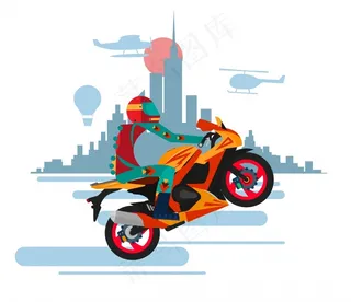 时尚摩托车插画