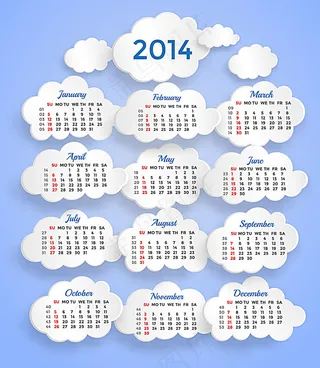 2014年云朵式挂历设计