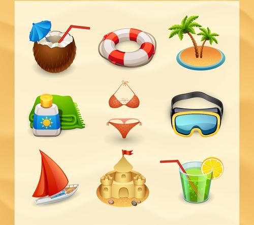 夏季旅游元素矢量图标02
