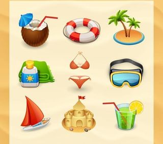 夏季旅游元素矢量图标02
