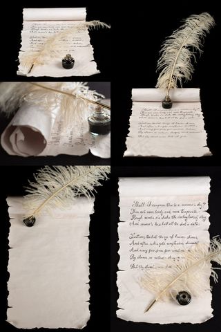 羽毛笔与羊皮卷——高清图片