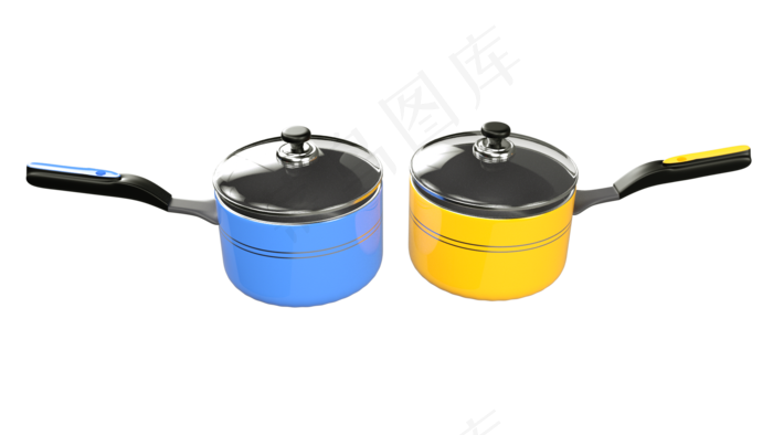 C4D通用厨房锅具模型