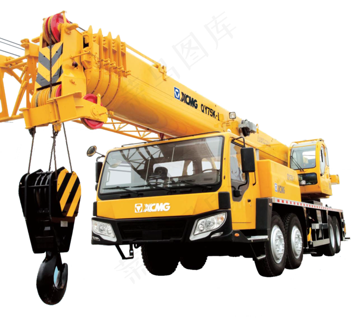 黄色轮式吊车免抠png透明图层素材