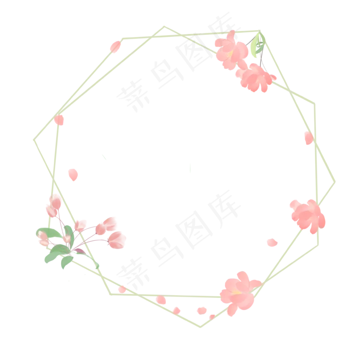 小清新粉色海棠花草花环边框(3543*3543px 300 dpi )psd模版下载