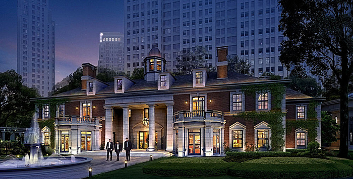别墅小区建筑透视图