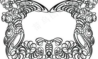 一对带翅膀的美女 花边欧美 古典花...