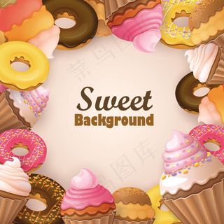 卡通蛋糕美食背景