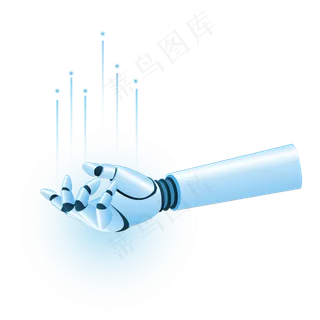 蓝色高科技未来人工智能机械手,免抠元素