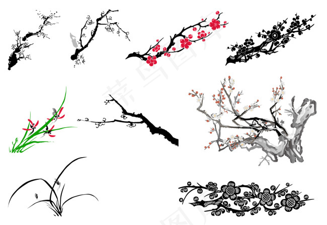 兰花梅花矢量图ai矢量模版下载