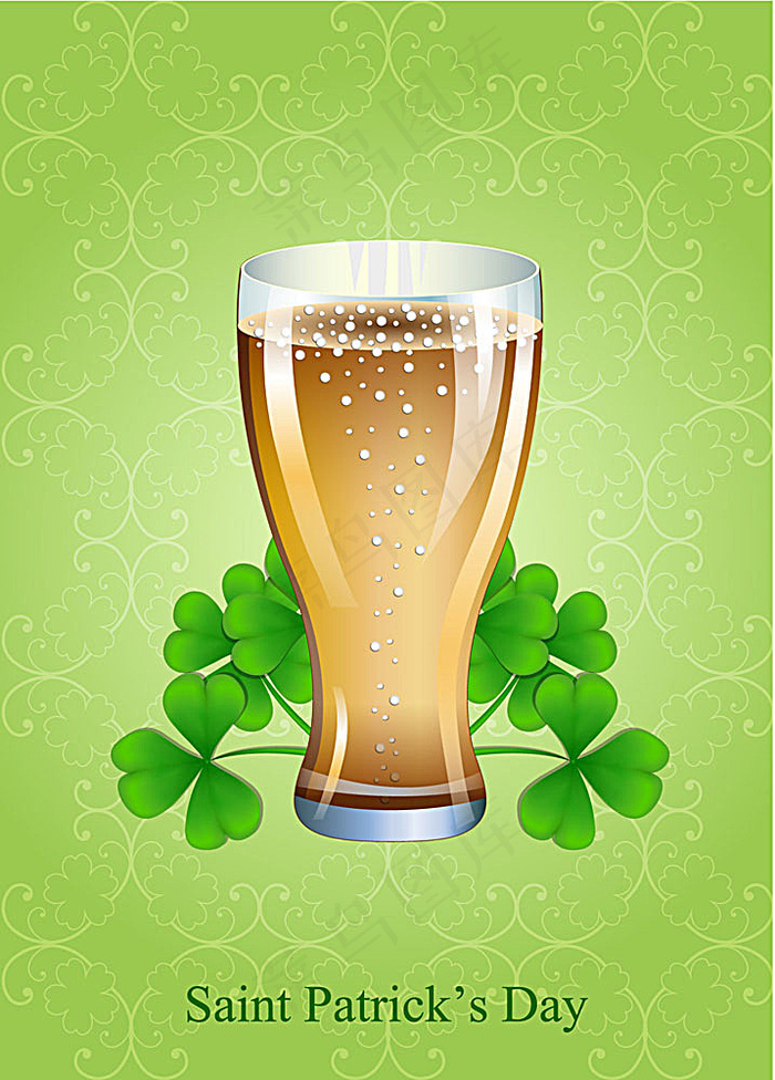 四叶草与酒杯素材