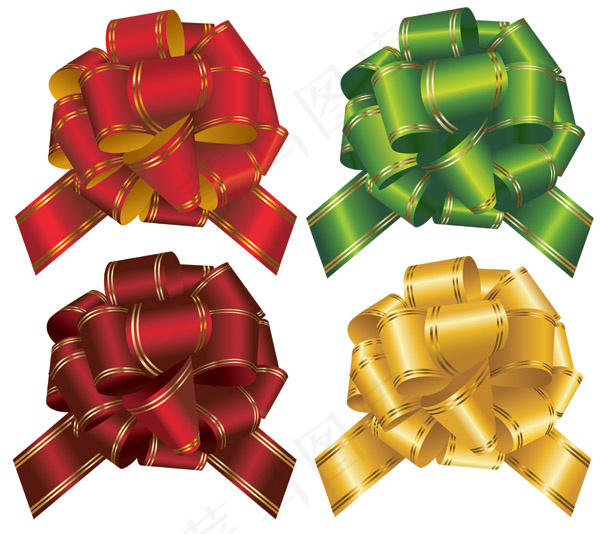 彩色丝带花结矢量图