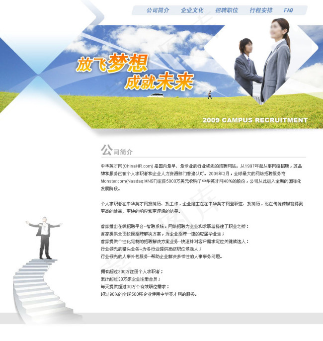 公司招聘页面简介页面psd模版下载