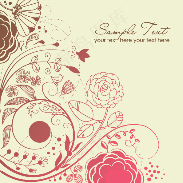 美丽的时尚花纹矢量素材