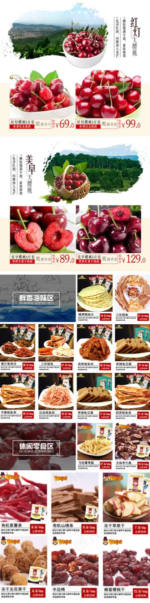 首页水果樱桃零食分类模板