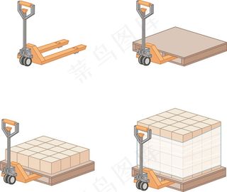 叉车货堆设计矢量素材