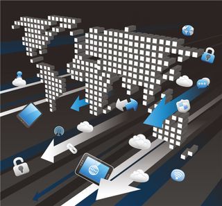 立体世界地图和箭头