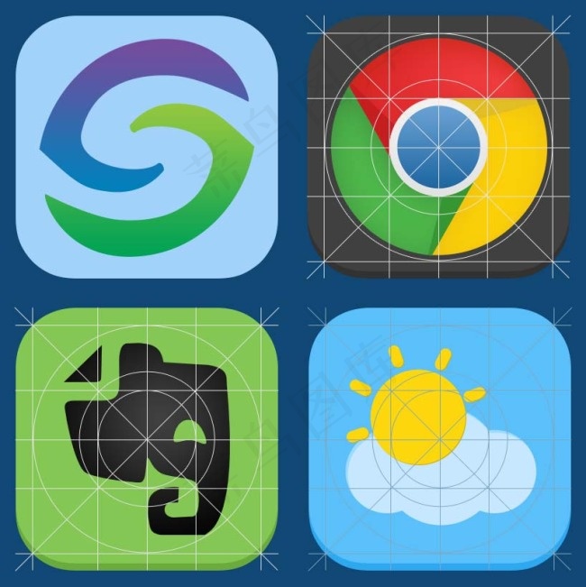 IOS_7 风格图标psd模版下载