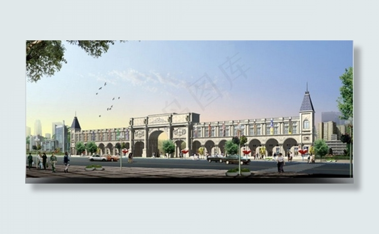 临街建筑与行人效果图(4535X3272(DPI:72))psd模版下载