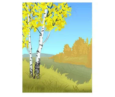 秋天的树木无框画矢量图