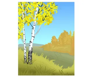 秋天的树木无框画矢量图