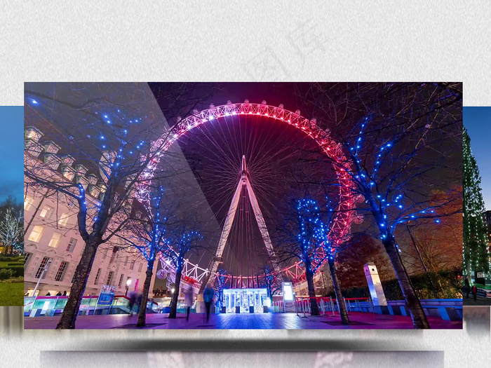 英国城市摩天轮景观旅游延时摄影2K