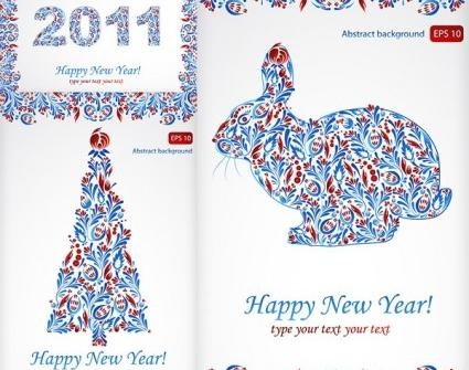 特定的模式和2011新年快乐的圣诞...eps,ai矢量模版下载