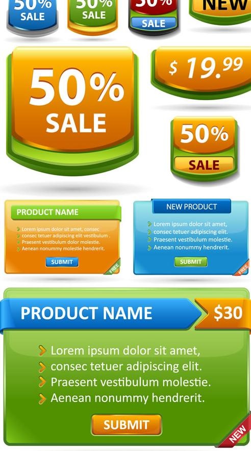 彩色网页销售标签矢量图 AIai矢量模版下载