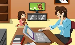 在家休闲的妈妈孩子图片