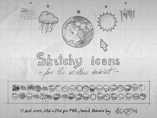 铅笔涂鸦风格天气图标-4