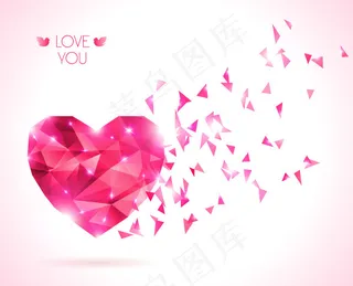 钻石纹理情人节矢量卡片