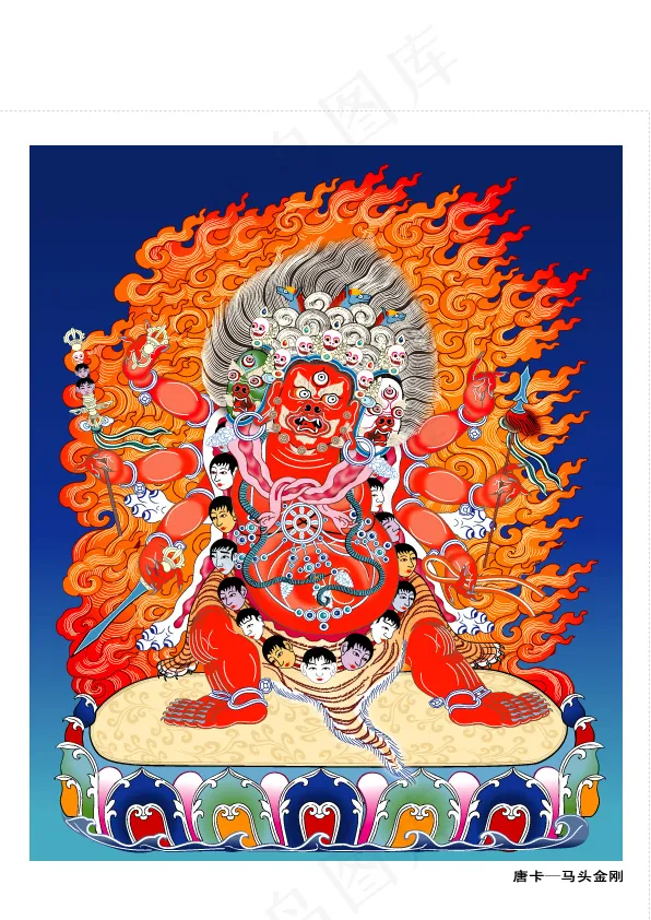 唐卡Ai马头金刚矢量图