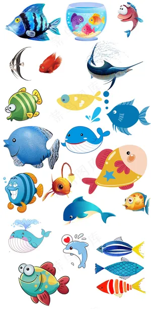 卡通鱼水族馆手绘鱼
