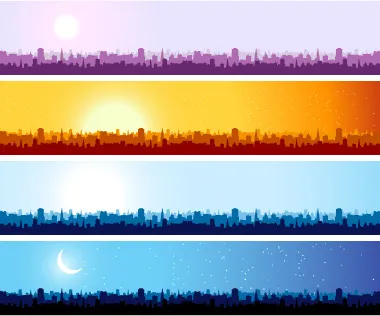 城市剪影banner背景矢量图下载