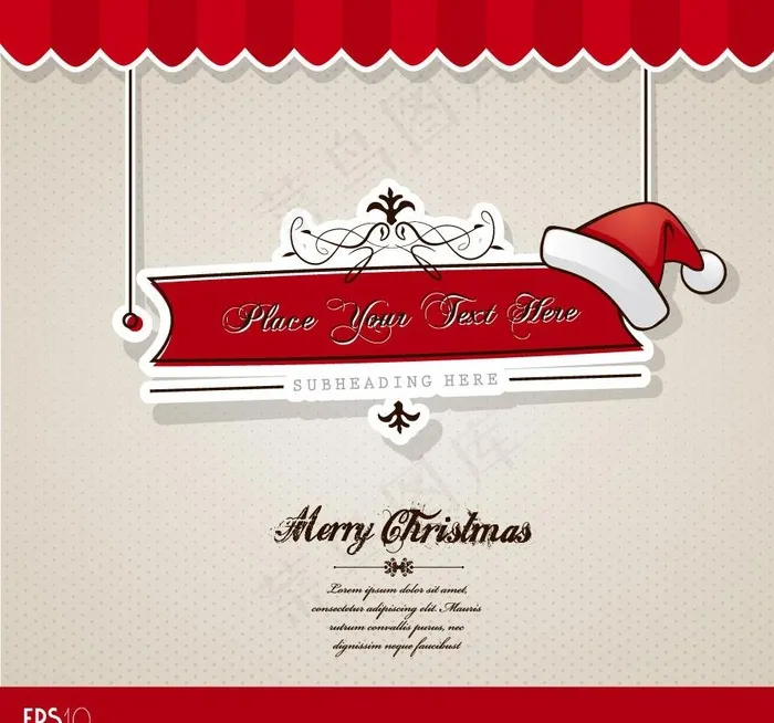 欧式花纹边框圣诞帽图片eps,ai矢量模版下载