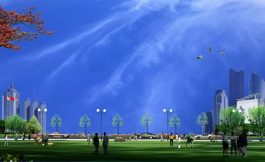 城市地标休闲广场PSD效果图