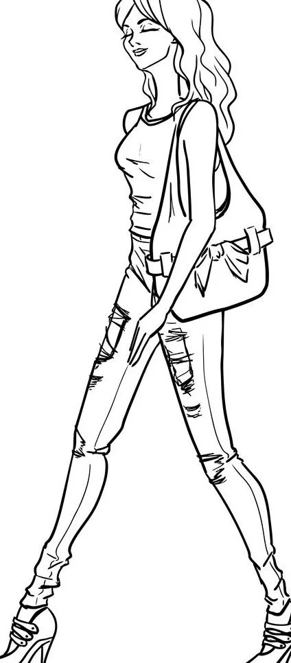 手绘少女图片eps,ai矢量模版下载