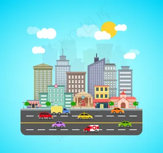 城市道路和建筑矢量素材