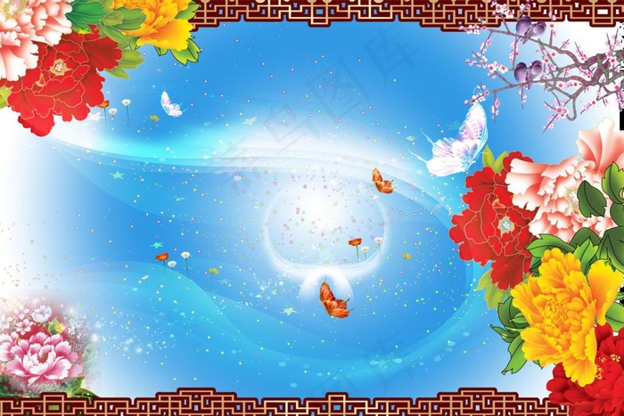 牡丹花背景图片(3425X2480(DPI:300))psd模版下载