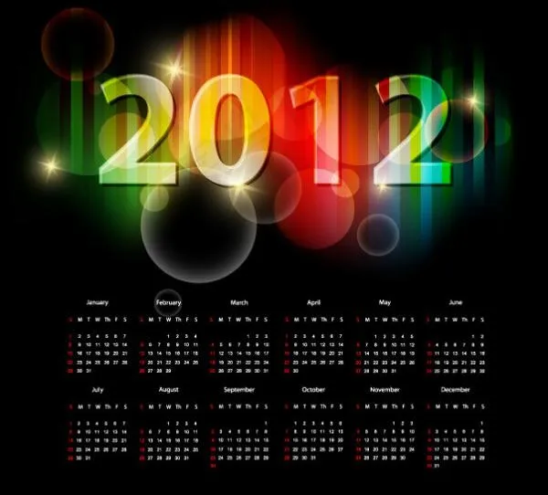 2012年挂历矢量素材eps,ai矢量模版下载