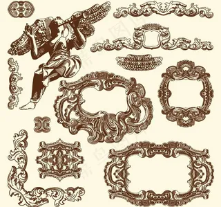 欧式花纹边框 欧式建筑雕像图片