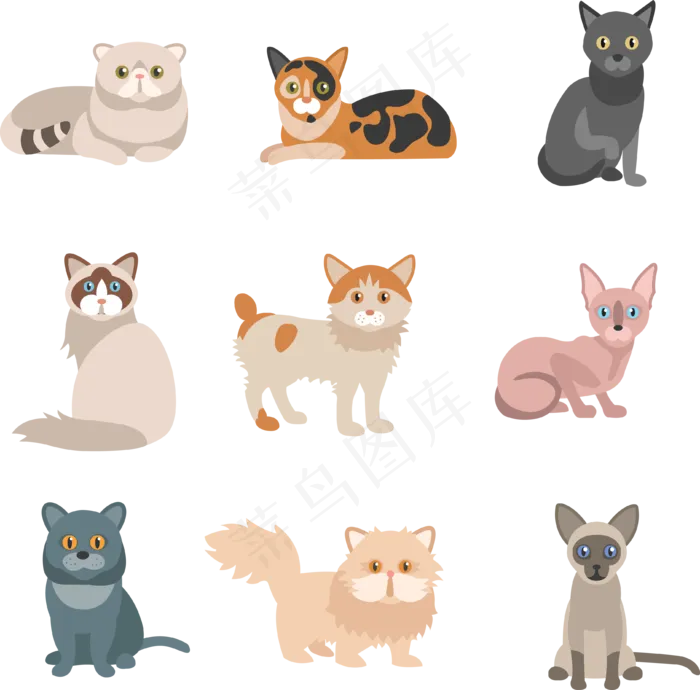 卡通宠物猫卡通宠物狗素材eps,ai矢量模版下载