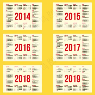 2014日历日历2019矢量