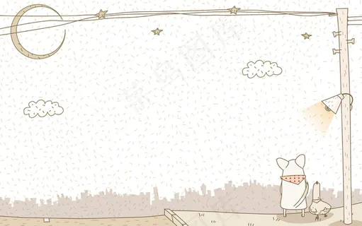 卡通狗运动圆点淡黄色可爱壁纸