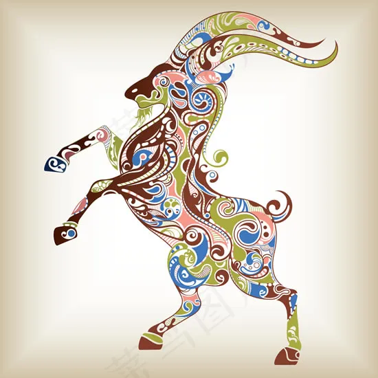 潮流山羊花纹矢量素材eps,ai矢量模版下载