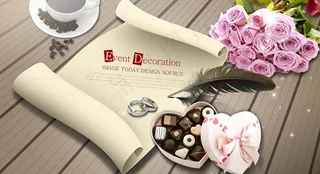 情人节字条情人节背景PSD素材