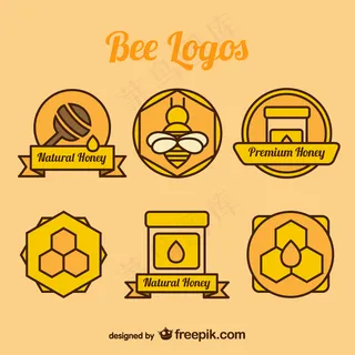 蜜蜂和蜂蜜色标识收藏