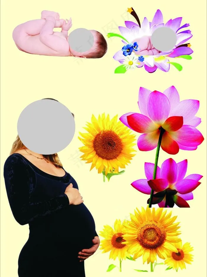 孕妇婴儿花图片cdr矢量模版下载
