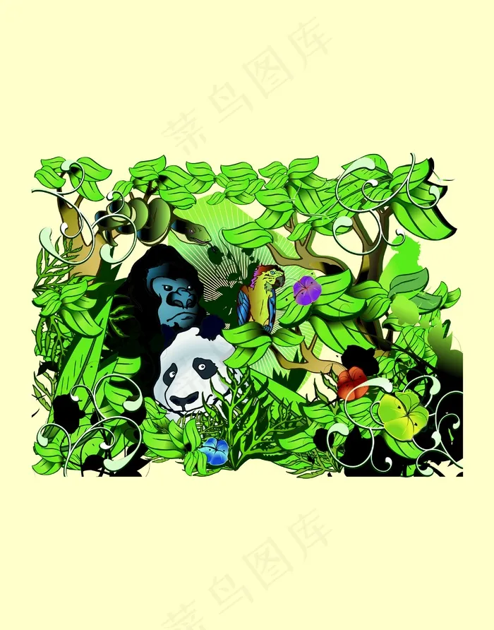 动物丛林插画cdr矢量模版下载