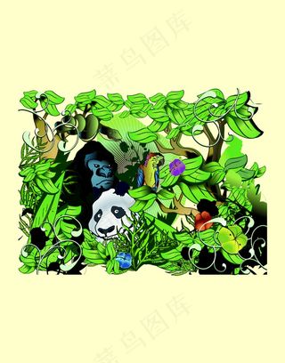 动物丛林插画