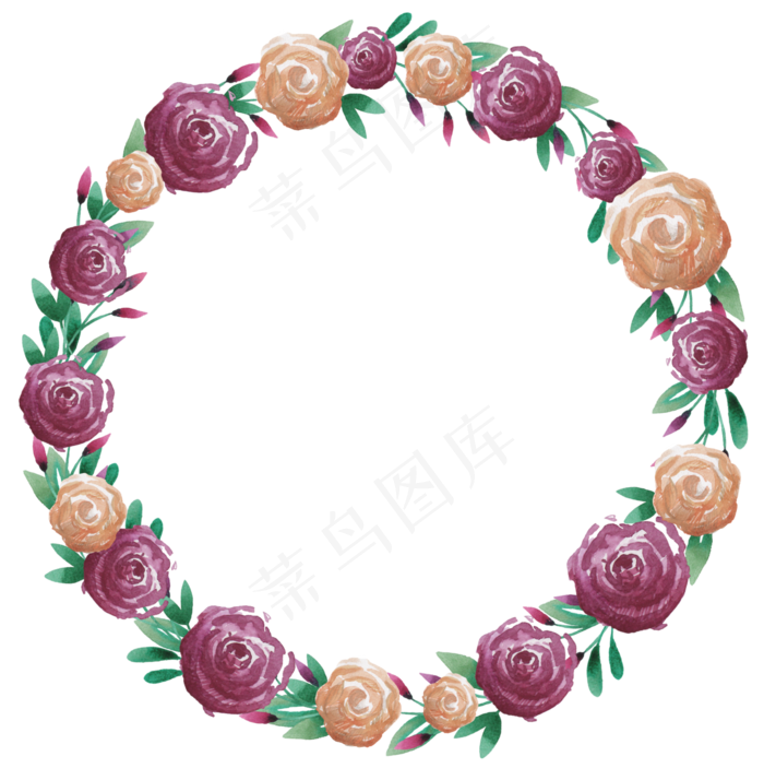 水彩花朵花卉花环花边花纹淡雅免扣设计元素